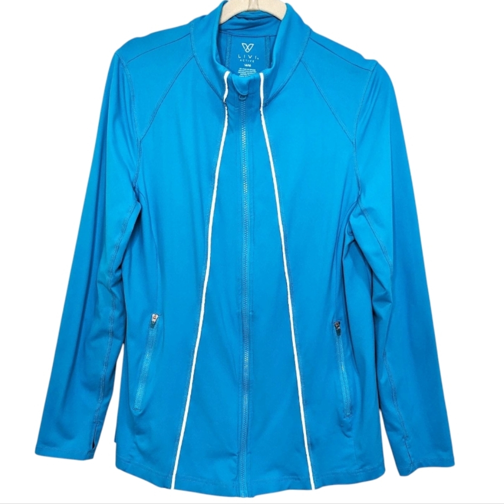 Lane Bryant Livi Active Teal Blue Full Zip Yoga Gym Zip-Up Jacket 22/24 NOS NWT